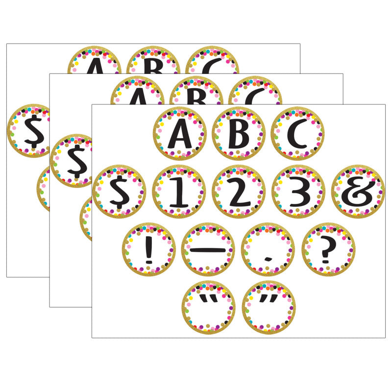 TEACHER CREATED RESOURCES - Confetti Circle Letters, 216 Characters Per Pack, 3 Packs