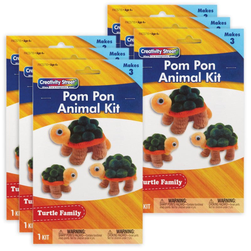 CREATIVITY STREET - Pom Pon Animal Kit, Turtle Family, Assorted Sizes, 3 Turtles Per Kit, 6 Kits