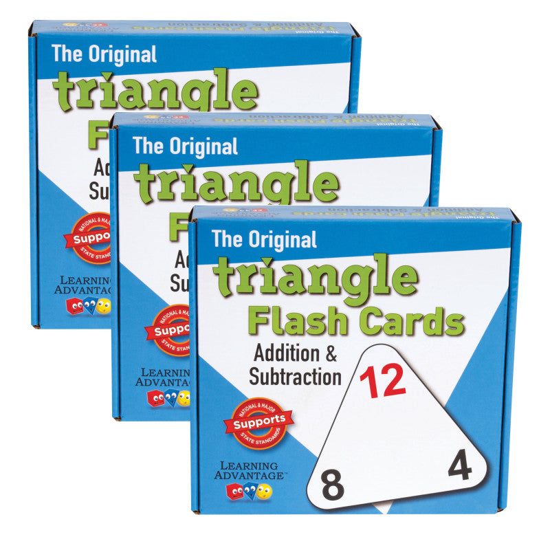 LEARNING ADVANTAGE - The Original Triangle Flash Cards - Addition & Subtraction - 20 Per Set - 3 Sets