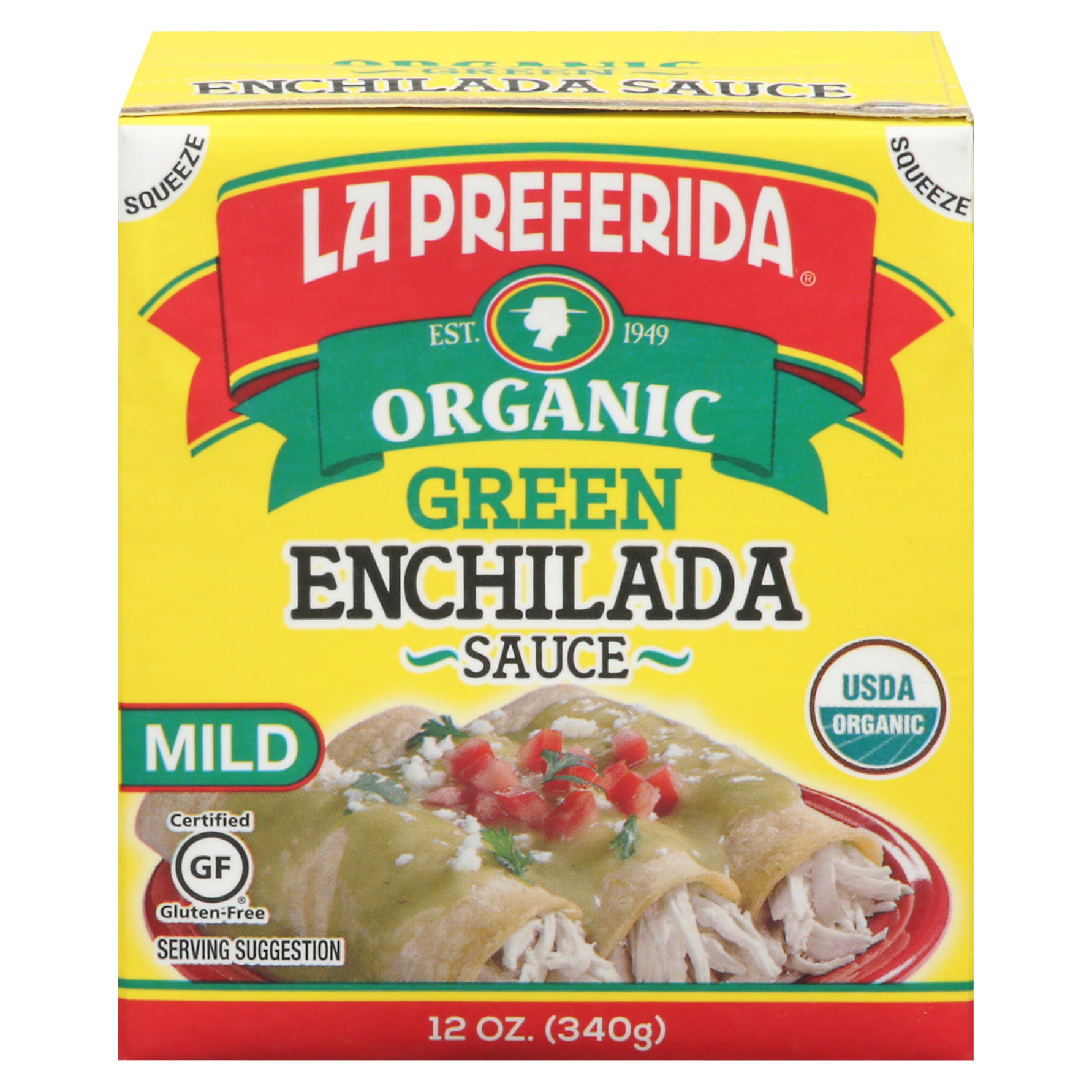 La Preferida Organic Mild Green Enchilada Sauce 12 oz - Case of 10