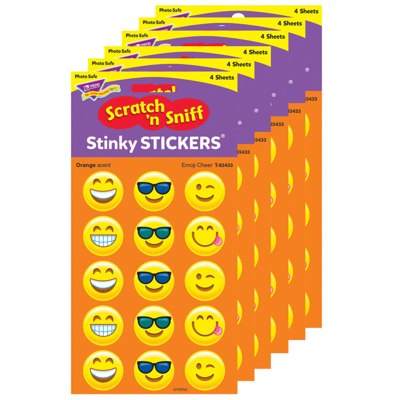 TREND - Emoji Cheer/Orange Stinky Stickers®, 60 Per Pack, 6 Packs
