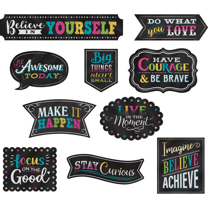 TEACHER CREATED RESOURCES - Chalkboard Brights Clingy Thingies® Positive Sayings Accents, 10 Per Pack, 2 Packs