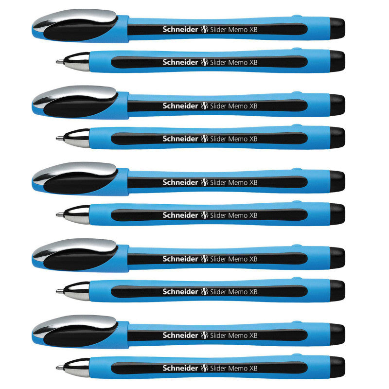 SCHNEIDER - Slider Memo Ballpoint Pen, Viscoglide Ink, 1.4 mm, Black, Pack of 10 (PSY150201-10)