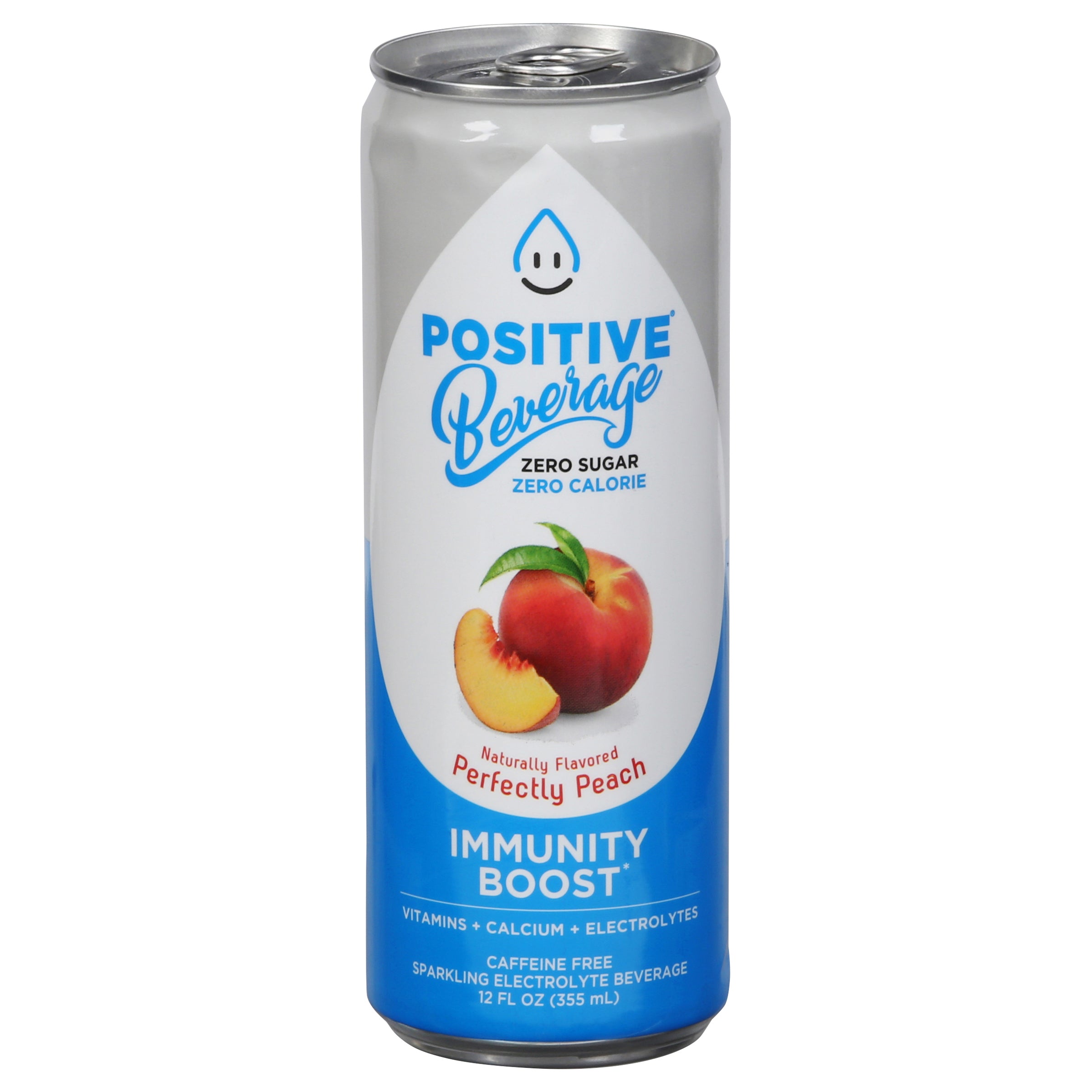 Positive Beverage Sparkling Zero Calorie Immunity Boost Perfectly Peach Electrolyte Beverage 12 fl oz - Case of 12
