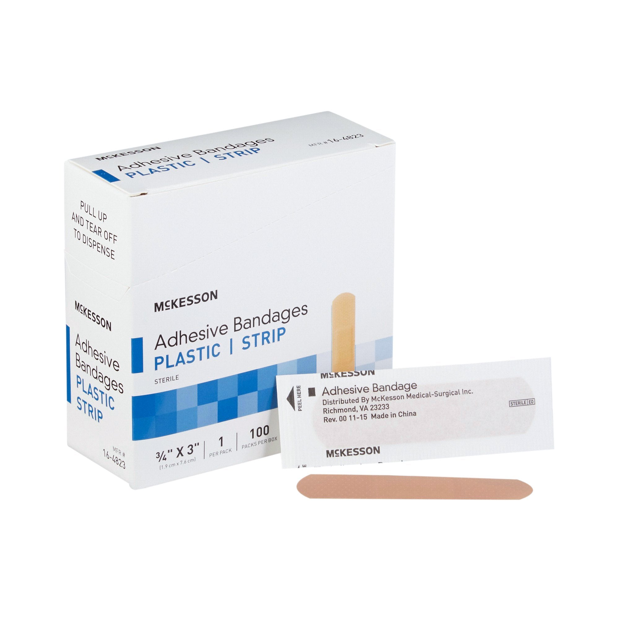 McKesson Brand - Adhesive Strip McKesson 3/4 X 3 Inch Plastic Rectangle Tan Sterile [24/CS]