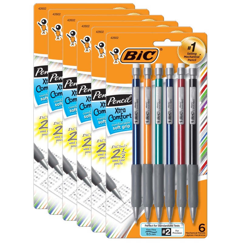 BIC - Xtra-Comfort Mechanical Pencil, 0.5mm Fine Point, 6 Per Pack, 6 Packs