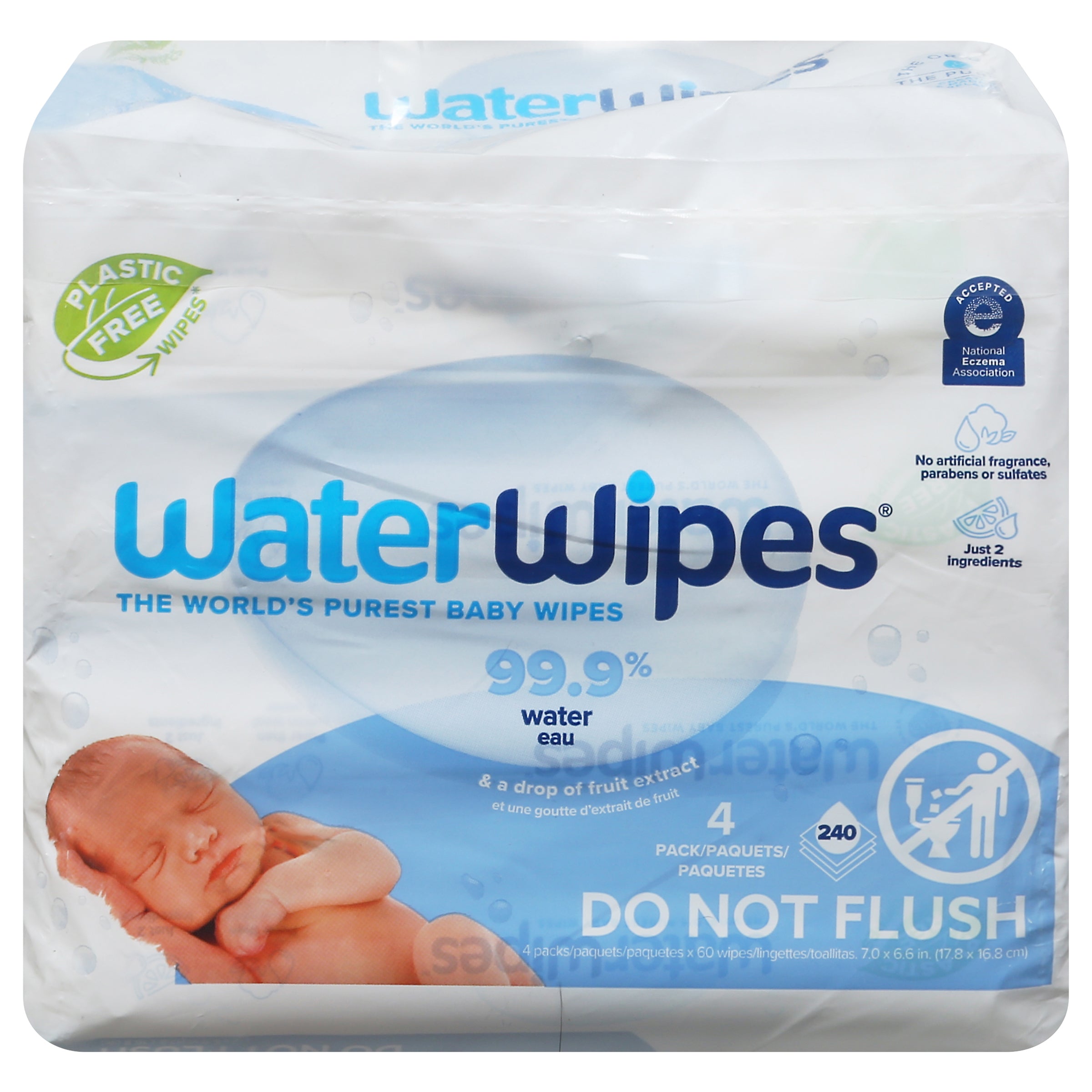 WaterWipes Value Pack Baby Wipes 4 - 60 ea Packs - Case of 3
