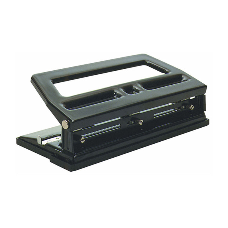CHARLES LEONARD - 3 Hole Heavy Duty Paper Punch, 40 Sheet Capacity, Adjustable, Black