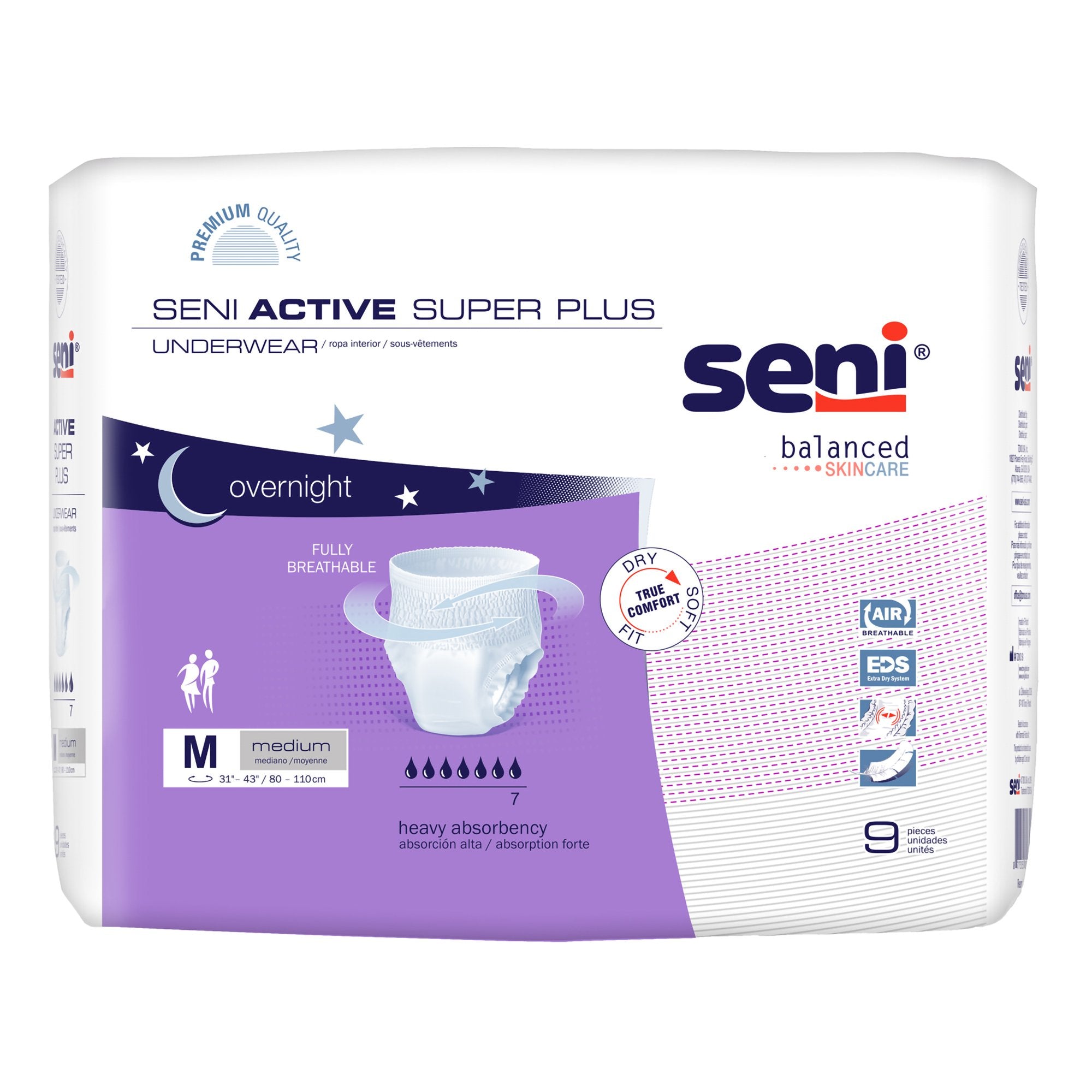 TZMO USA Inc - Unisex Adult Absorbent Underwear Seni® Active Super Plus Pull On with Tear Away Seams Medium Disposable Heavy Absorbency [9/PK]