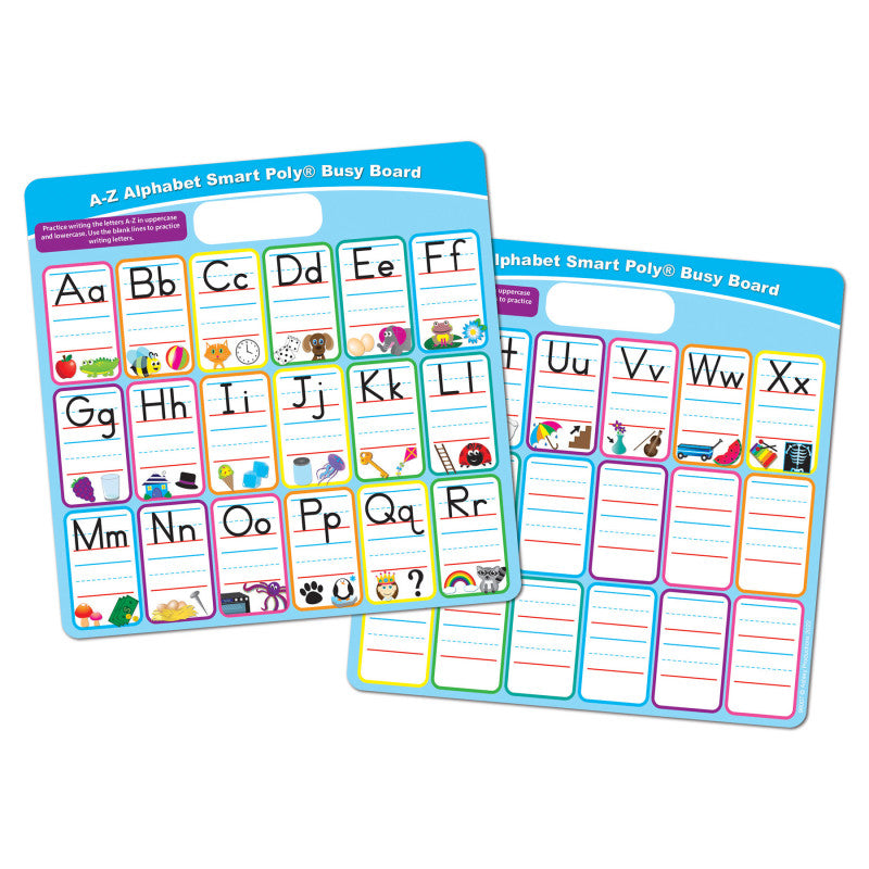 Smart Poly® Educational Activity Busy Board, Dry Erase with Marker, 10-3/4" x 10-3/4", ABC's Fill In