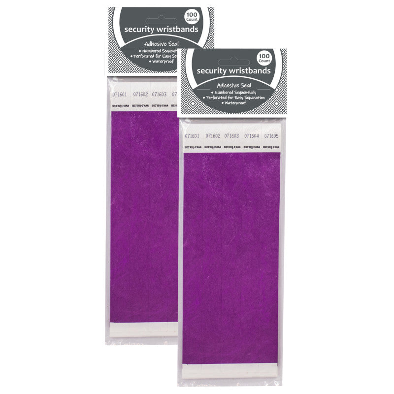 C-LINE - DuPont™ Tyvek® Security Wristbands, Purple, 100 Per Pack, 2 Packs