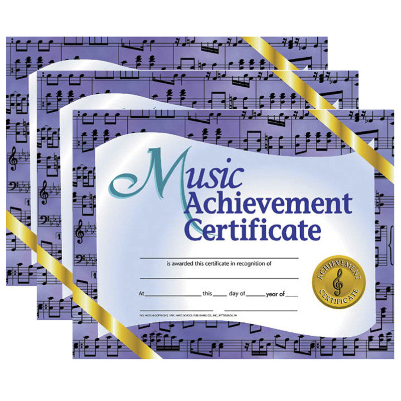 HAYES PUBLISHING - Music Achievement Certificate, 8.5" x 11", 30 Per Pack, 3 Packs