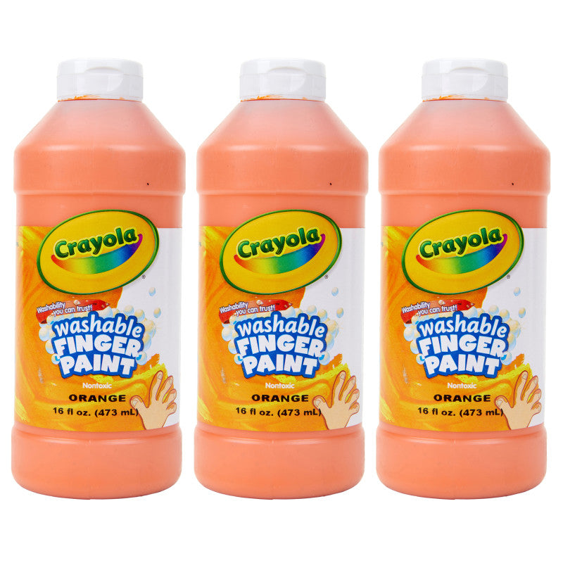 Washable Finger Paint, Orange, 16 oz, Pack of 3