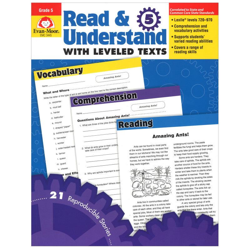 EVAN-MOOR - Read and Understand with Leveled Text Book, Grade 5