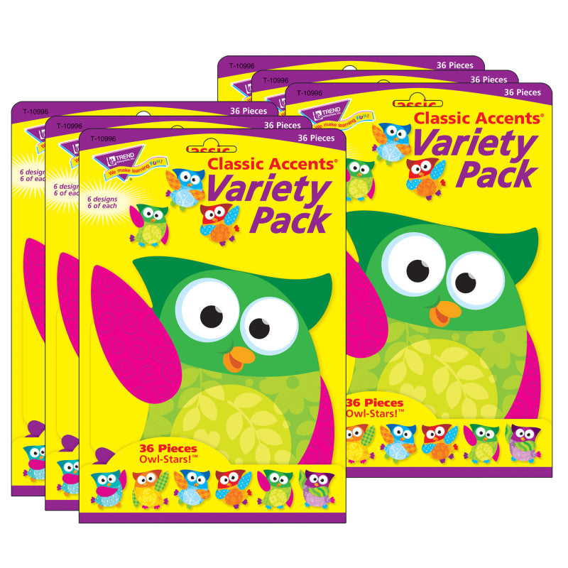 TREND - Owl-Stars!® Classic Accents® Variety Pack, 36 Per Pack, 3 Packs