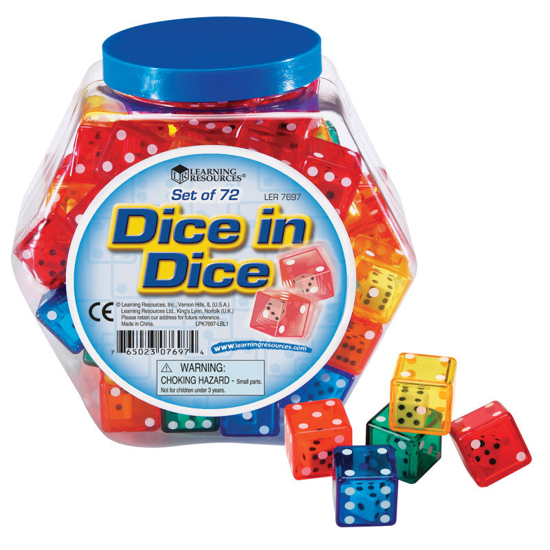 LEARNING RESOURCES - Dice in Dice Bucket, Pack of 72