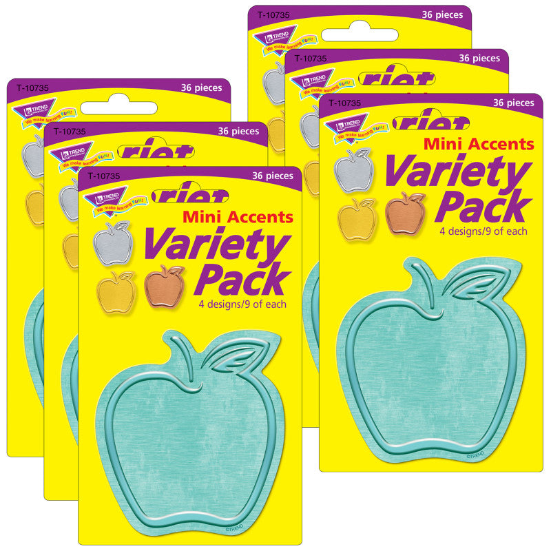 TREND - I ♥ Metal™ Apples Mini Accents Variety Pack, 36 Per Pack, 6 Packs