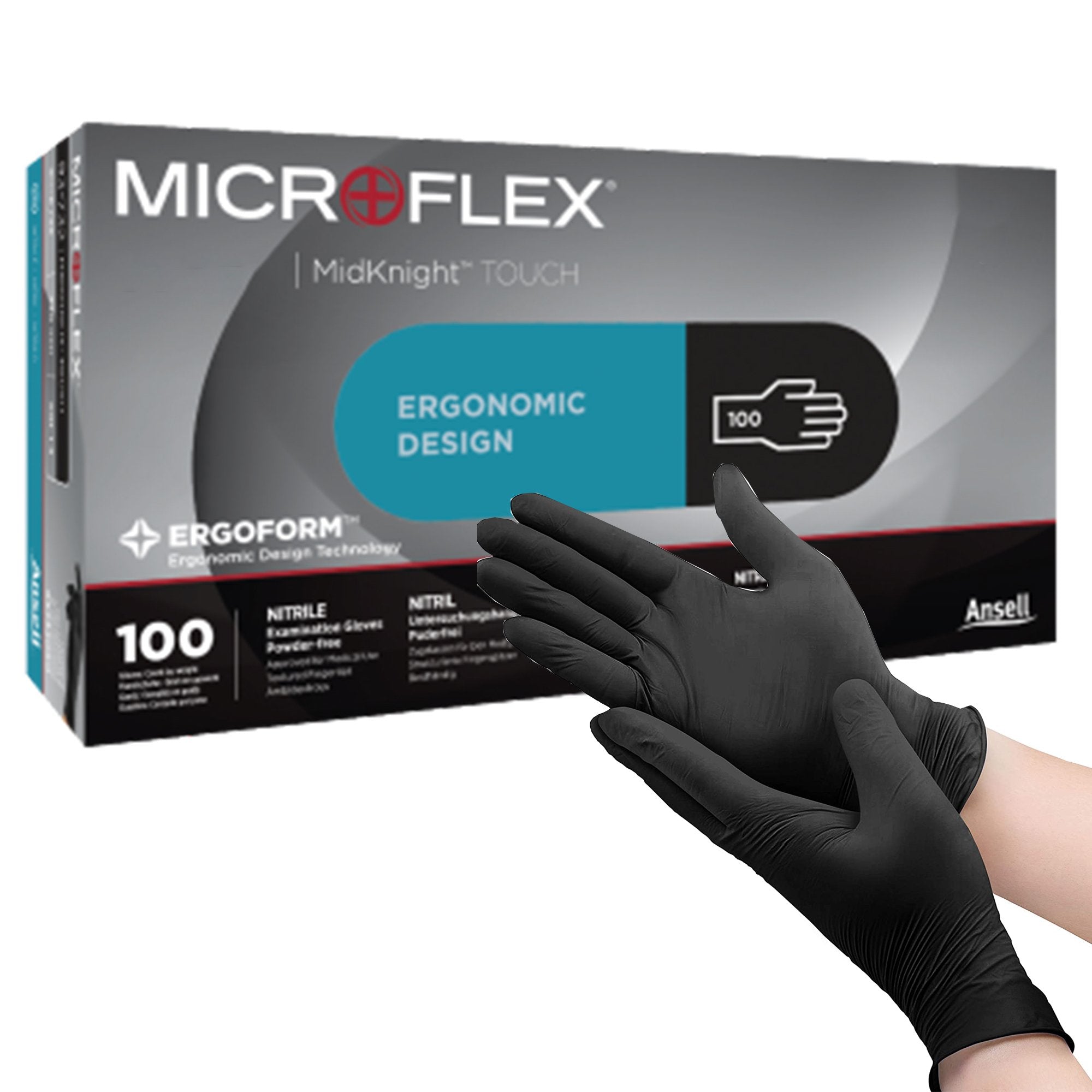 Microflex Medical - Exam Glove MICROFLEX® MidKnight™ Touch 93-734 Medium NonSterile Nitrile Standard Cuff Length Textured Fingertips Black Not Rated [1000/CS]