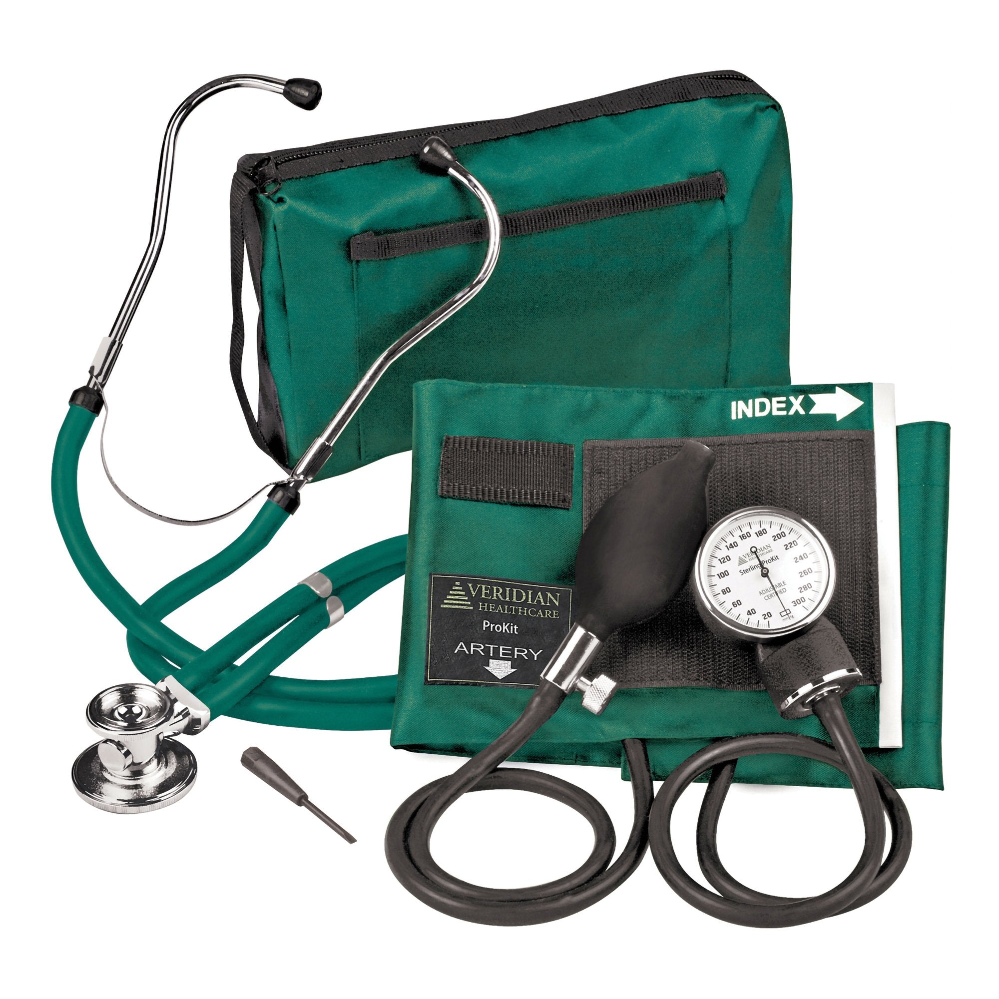 Veridian Healthcare LLC - Reusable Aneroid / Stethoscope Set Veridian 27.9 to 41.6 cm Adult Cuff Dual Head General Exam Stethoscope [20/CS] (1226074_CS)