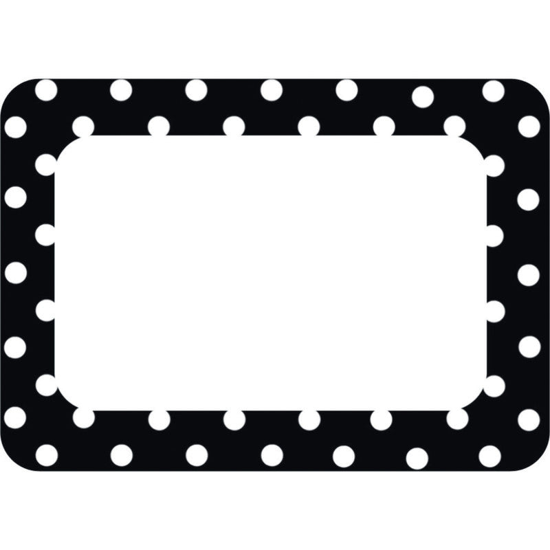 TEACHER CREATED RESOURCES - Black Polka Dots 2 Name Tags/Labels, 36 Per Pack, 6 Packs