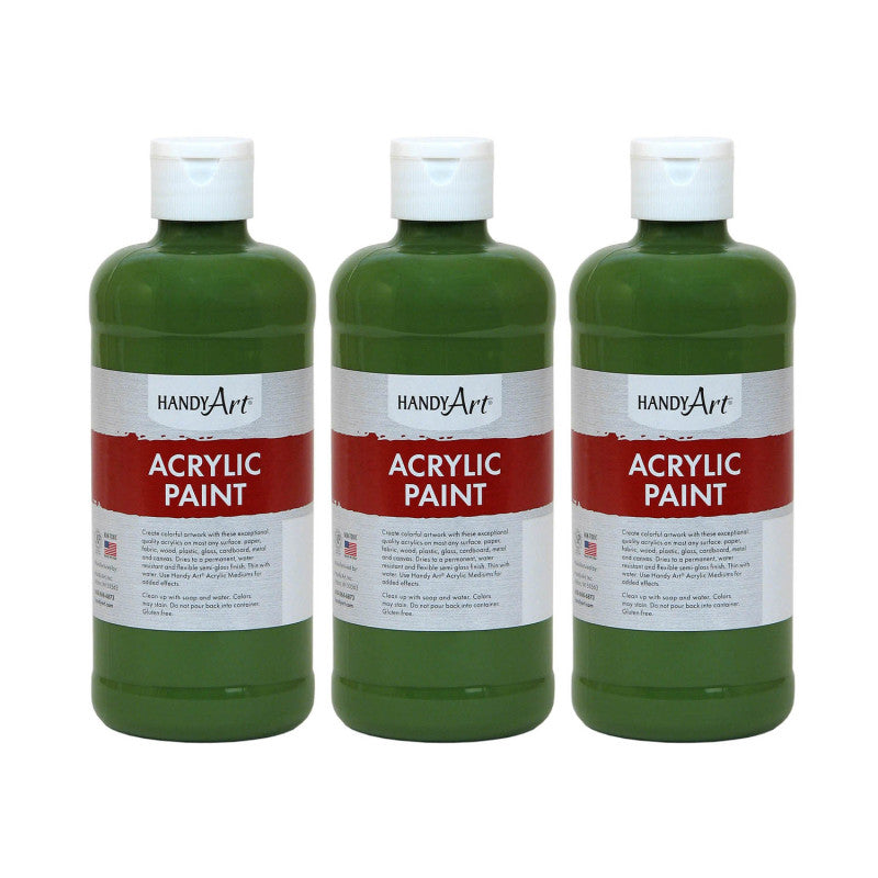 HANDY ART - Acrylic Paint 16 oz, Green Oxide, Pack of 3