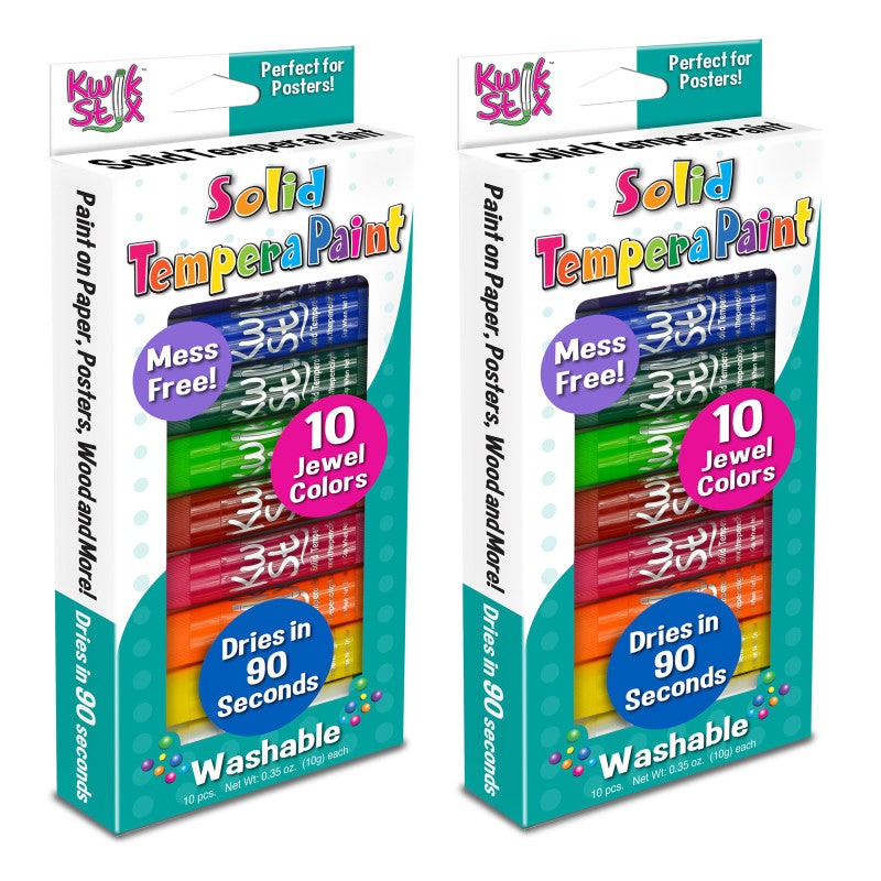 KWIK STIX - Solid Tempera Paint, Jewel Tones, 10 Per Pack, 2 Packs
