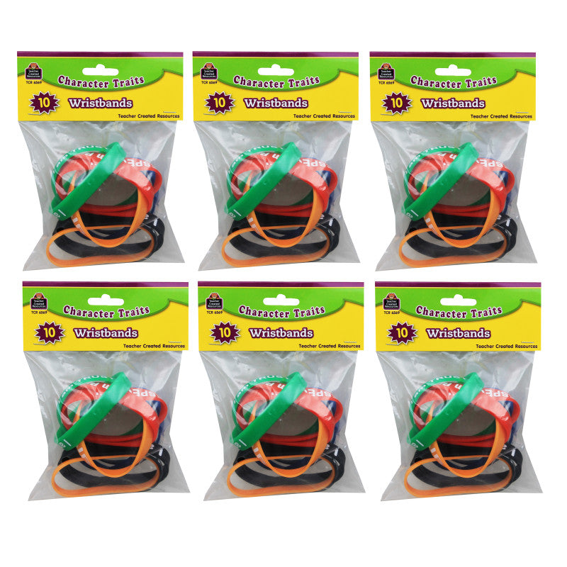 TEACHER CREATED RESOURCES - Character Traits Wristband Pack, 10 Per Pack, 6 Packs