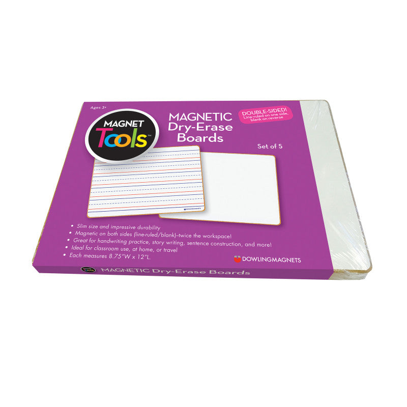 DOWLING MAGNETS - Magnetic Dry-Erase Lined & Blank Board, Set of 5