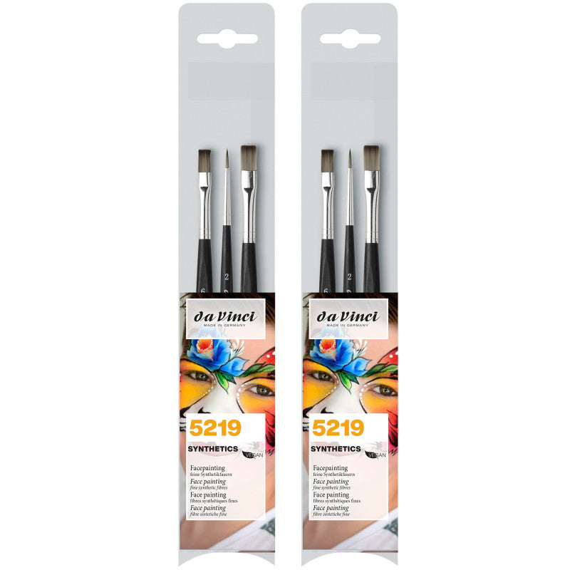 SYNTHETICS Facepainting Brushes, Acrylic & Tempera, Assorted, 3 Per Set, 2 Sets