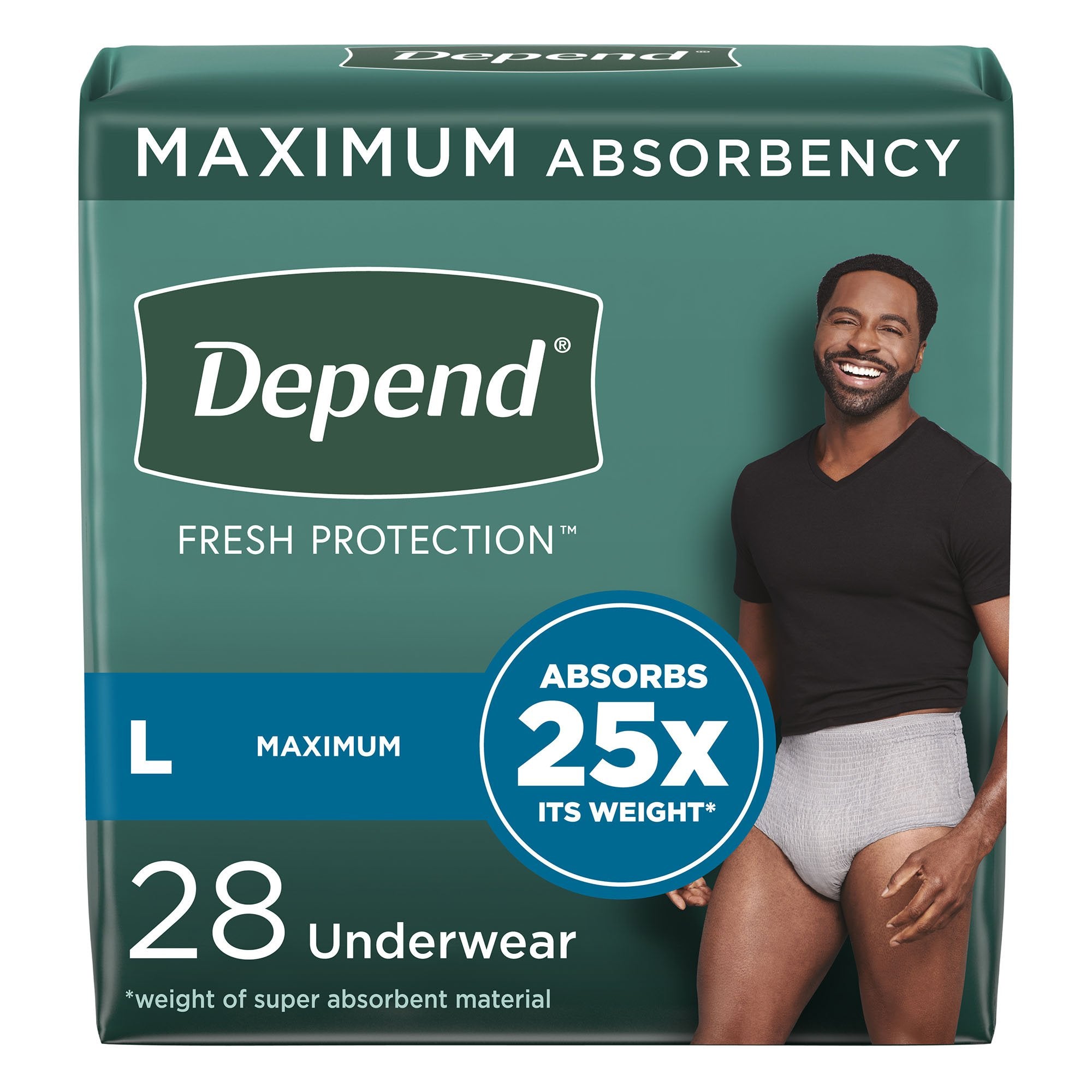 Kimberly Clark - Male Adult Absorbent Underwear Depend® Fresh Protection Waistband Style Large Disposable Heavy Absorbency [28/PK]