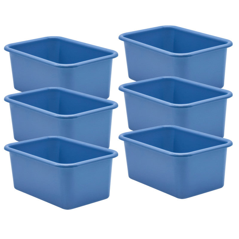 TEACHER CREATED RESOURCES - Slate Blue Small Plastic Storage Bin, Pack of 6