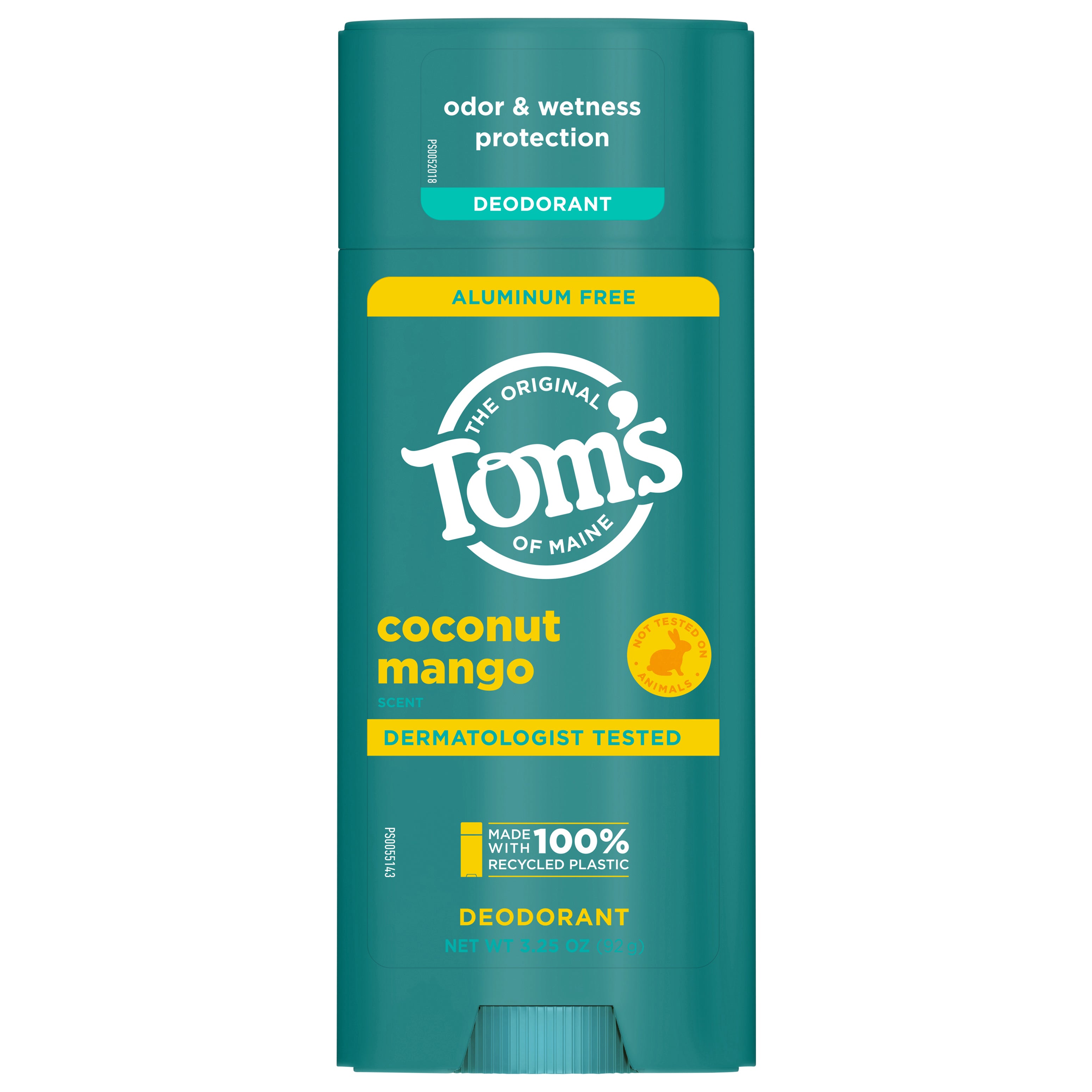 Tom’s of Maine Coconut Mango Natural Deodorant for Women and Men, Aluminum Free, 3.25 Oz. - Case of 1