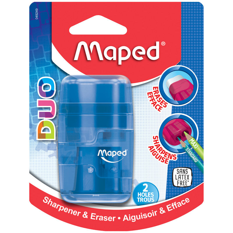 Connect DUO 2 Hole Sharpener / Eraser Combo, Assorted Colors