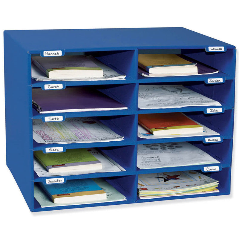 CLASSROOM KEEPERS - Mailbox, 10-Slot, Blue, 16-5/8"H x 21"W x 12-7/8"D
