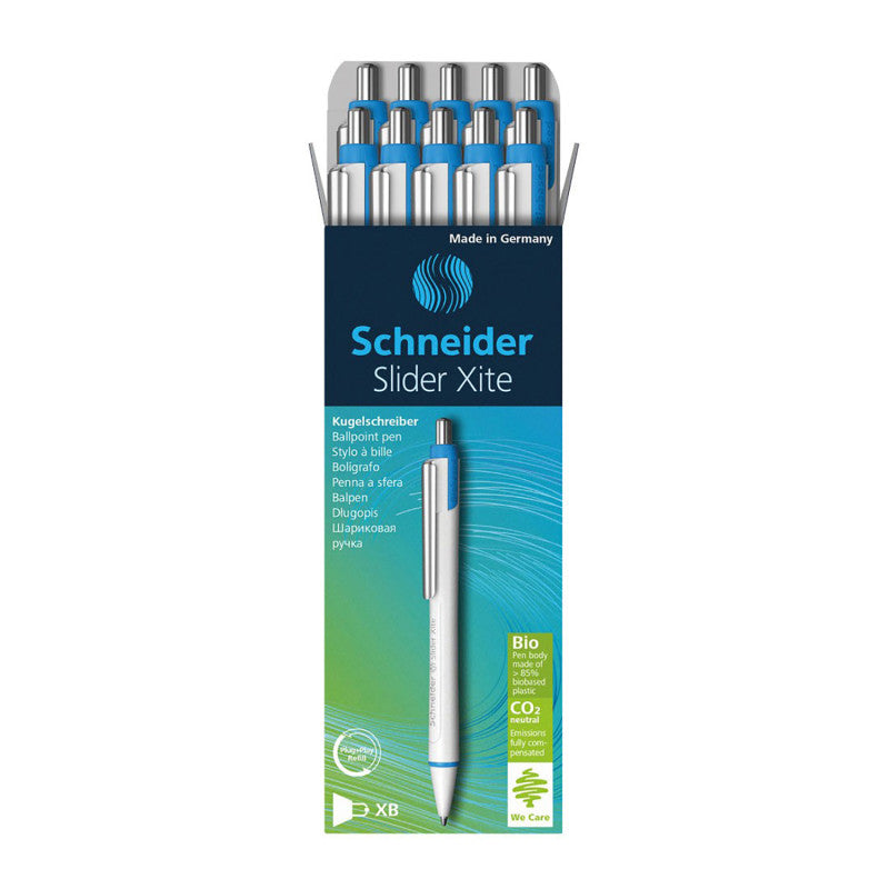 SCHNEIDER - Slider Xite XB Refillable + Retractable Ballpoint Pen, 1.4 mm, Blue Ink, Box of 10 Pens