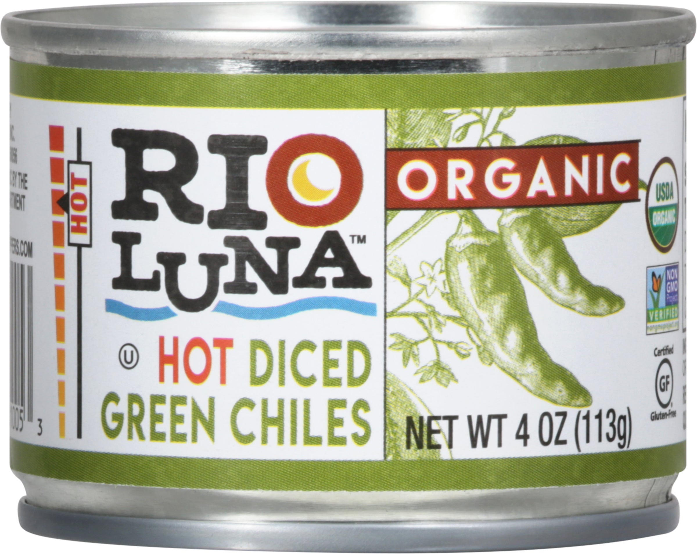 Rio Luna Organic Hot Diced Green Chiles 4 oz - Case of 12