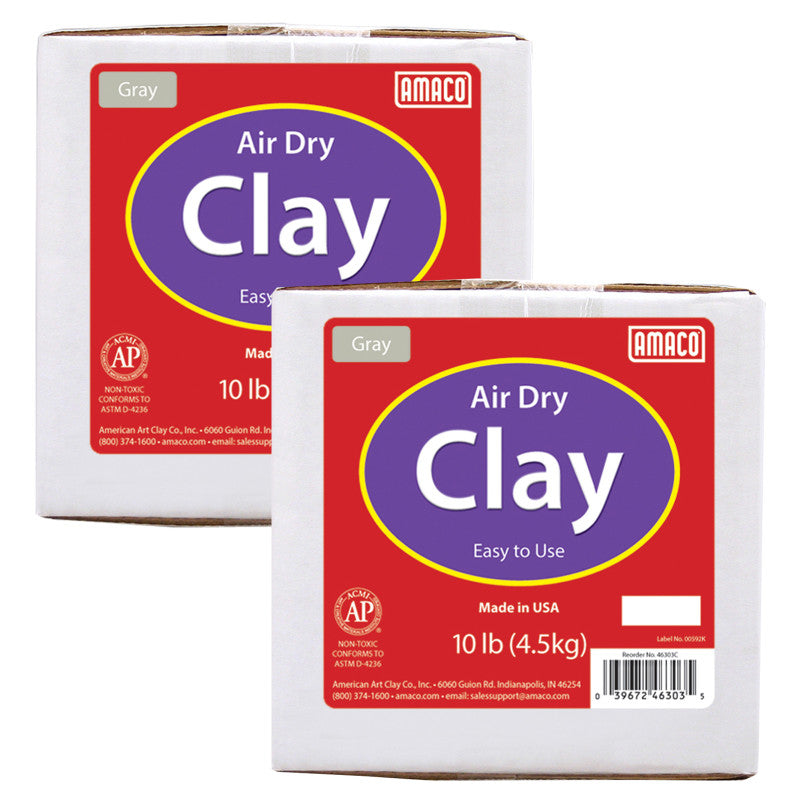 AMACO - Air Dry Clay, Gray, 10 lbs. Per Box, 2 Boxes