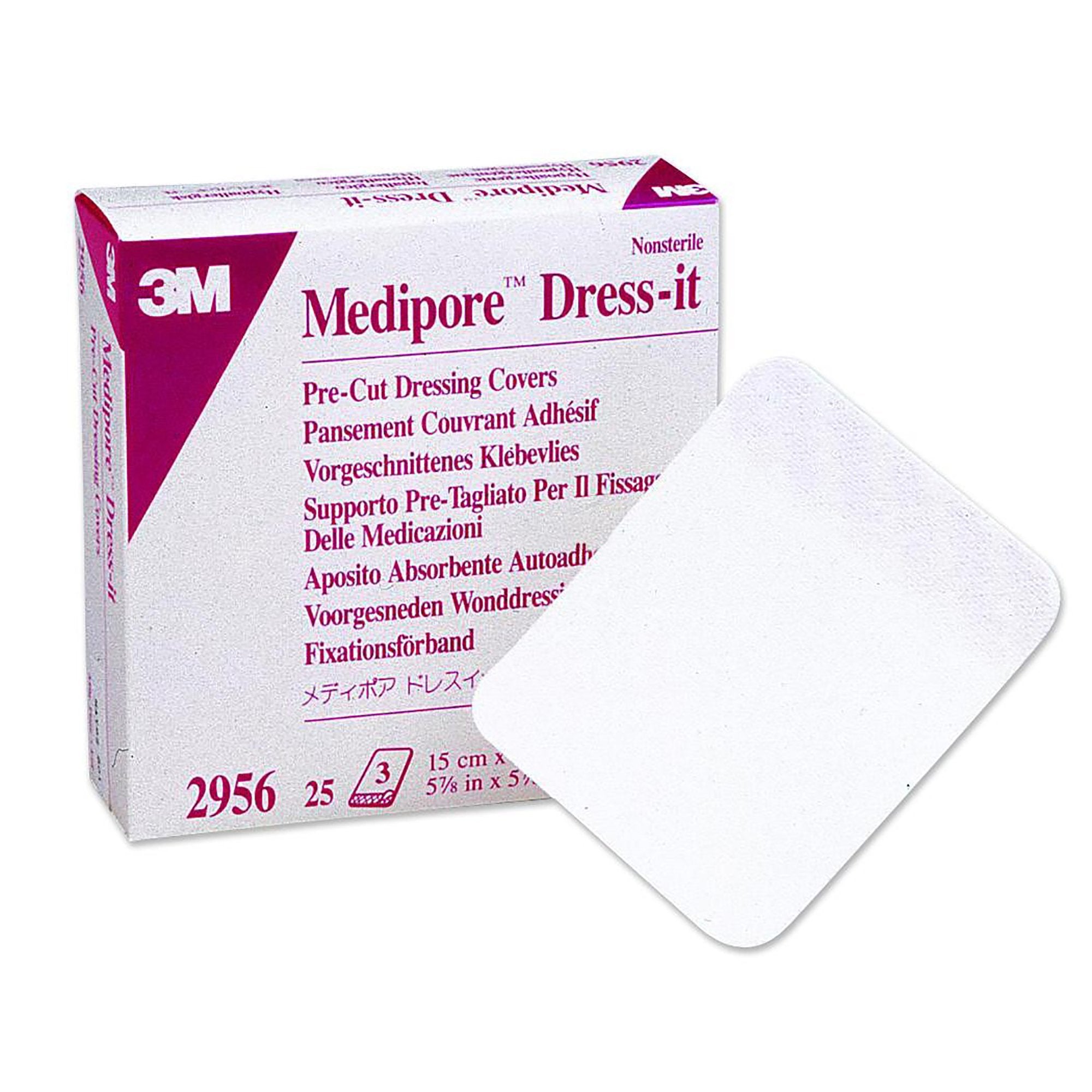 Solventum Corporation - Dressing Retention Tape with Liner 3M™ Medipore™ Dress-It White 5-7/8 X 5-7/8 Inch Soft Cloth NonSterile [25/BX]