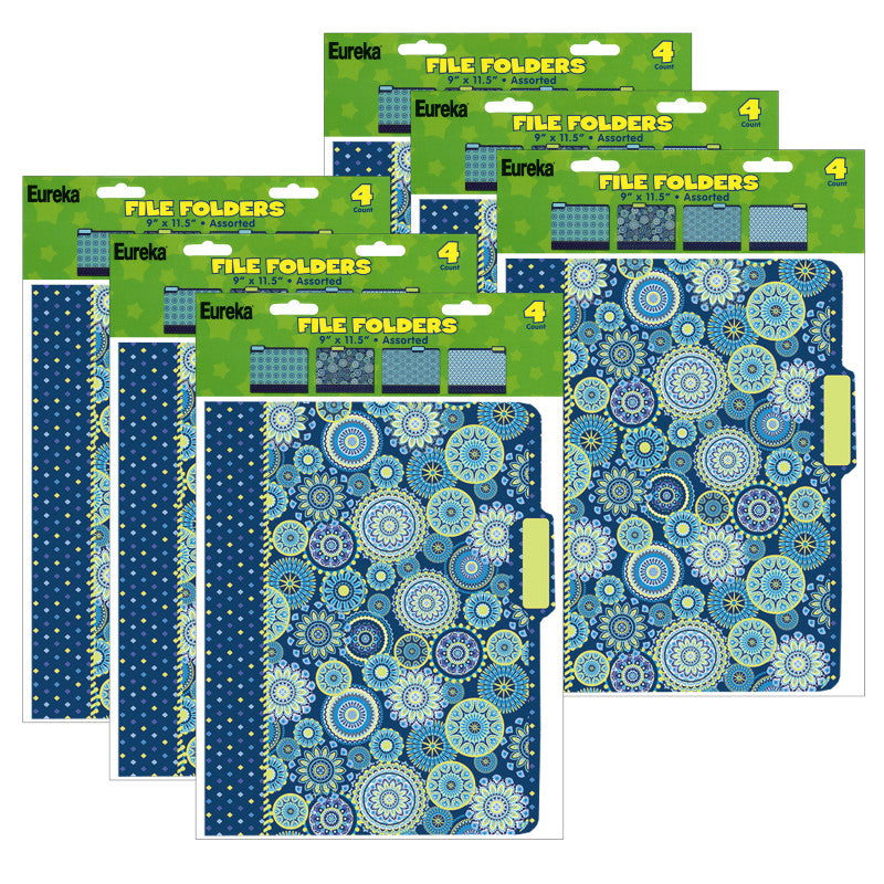 EUREKA - Blue Harmony File Folders, 4 Per Pack, 6 Packs