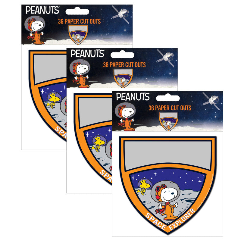 EUREKA - Peanuts® NASA Badge Paper Cut Outs, 36 Per Pack, 3 Packs