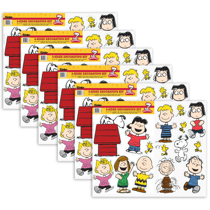 EUREKA - Peanuts® Classic Characters 2-Sided Deco Kit, 6 Kits