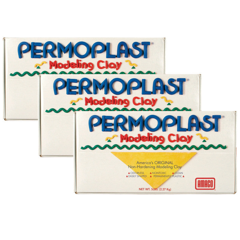 AMACO - Permoplast Modeling Clay, Cream, 1 lb. Per Box, 3 Boxes