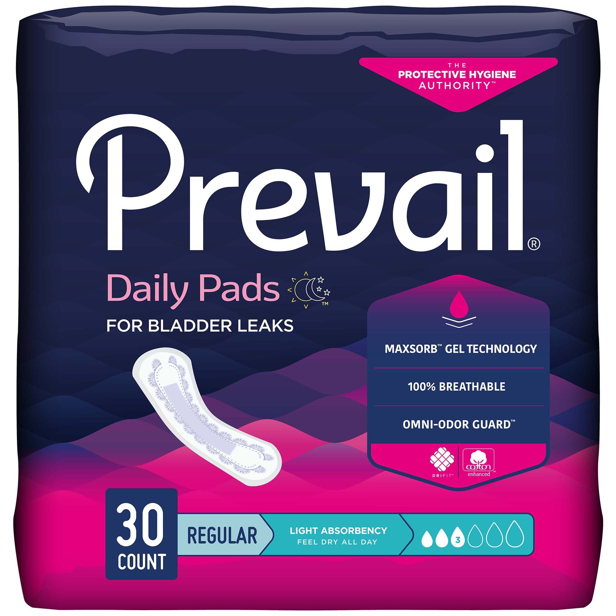 First Quality - Bladder Control Pad Prevail® Daily Pads 9-1/4 Inch Length Light Absorbency Polymer Core One Size Fits Most [90/CS]