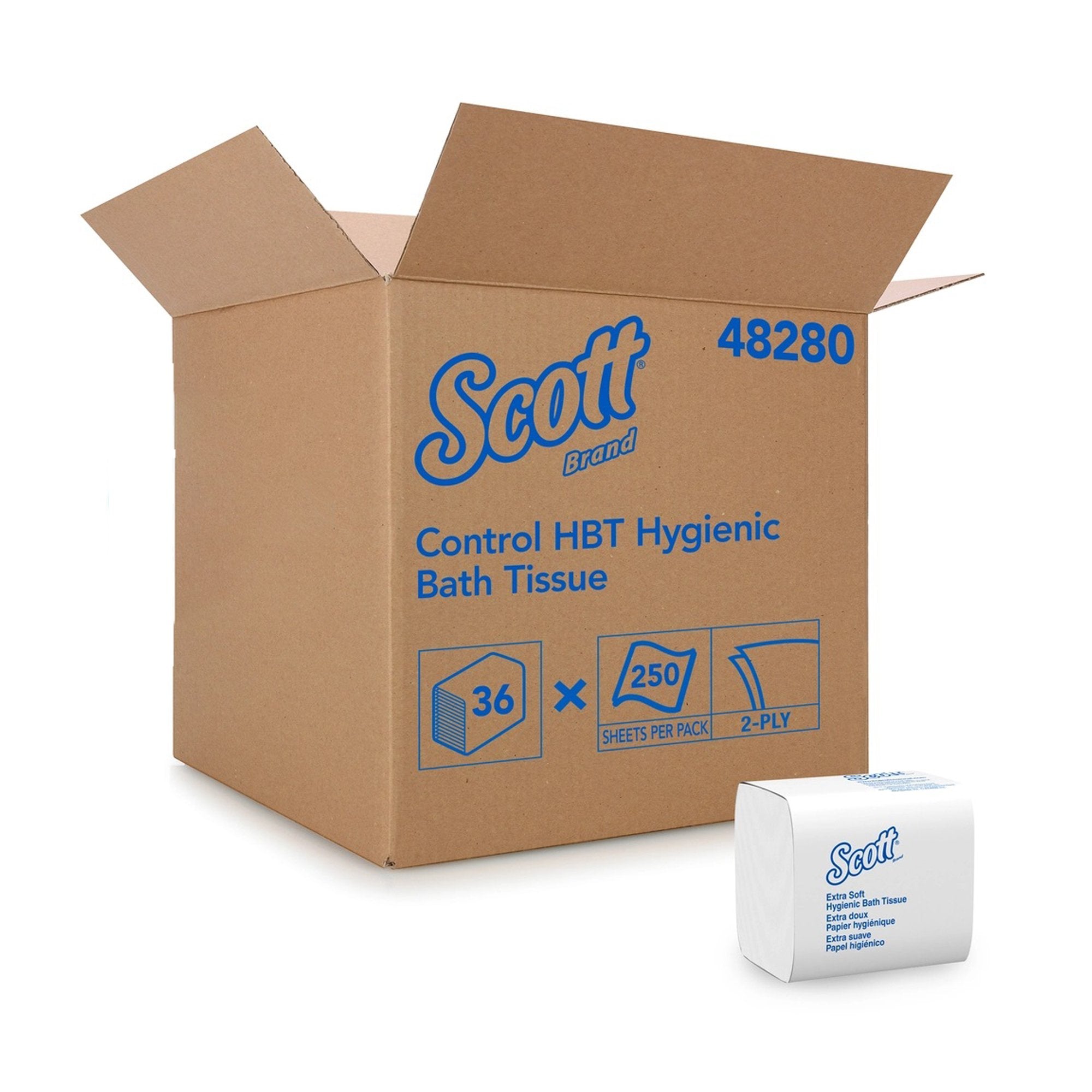 Kimberly Clark - Toilet Tissue Scott® Control HBT White 2-Ply Standard Size Folded 250 Sheets 4-1/2 X 8-1/10 Inch [36/CS]