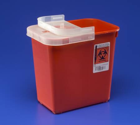 Cardinal - Sharps Container SharpSafety™ Red Base 10 H X 10-1/2 W X 7-1/4 D Inch Horizontal Entry 2 Gallon [20/CS]