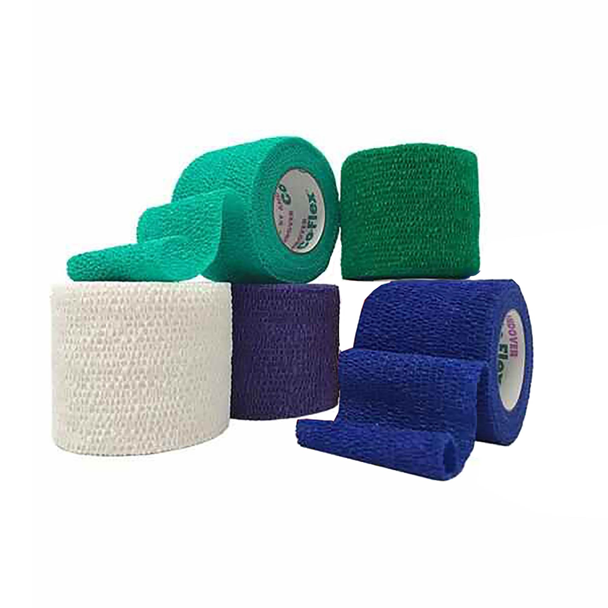 Andover Coated Products - Cohesive Bandage CoFlex® NL 2 Inch X 5 Yard Self-Adherent Closure Teal / Blue / White / Purple / Green NonSterile 12 lbs. Tensile Strength [36/CS]