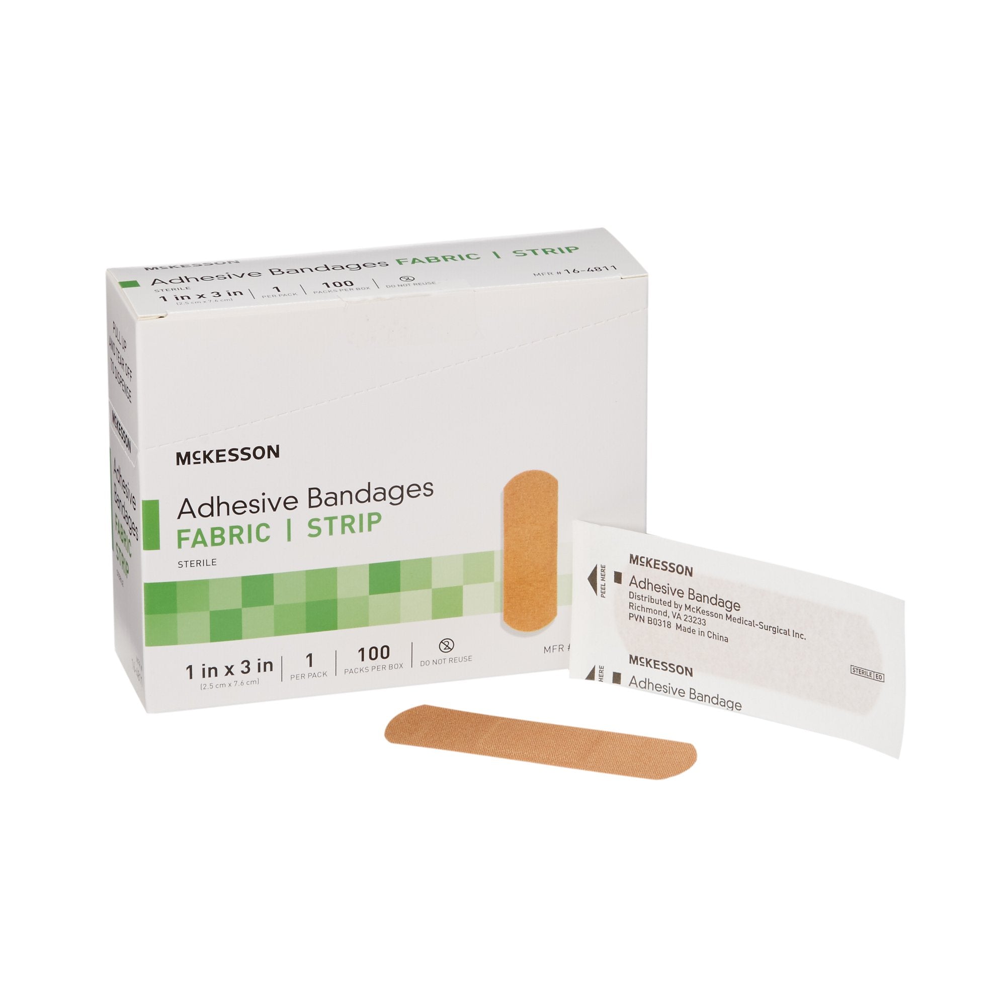 McKesson Brand - Adhesive Strip McKesson 1 X 3 Inch Fabric Rectangle Tan Sterile [2400/CS]