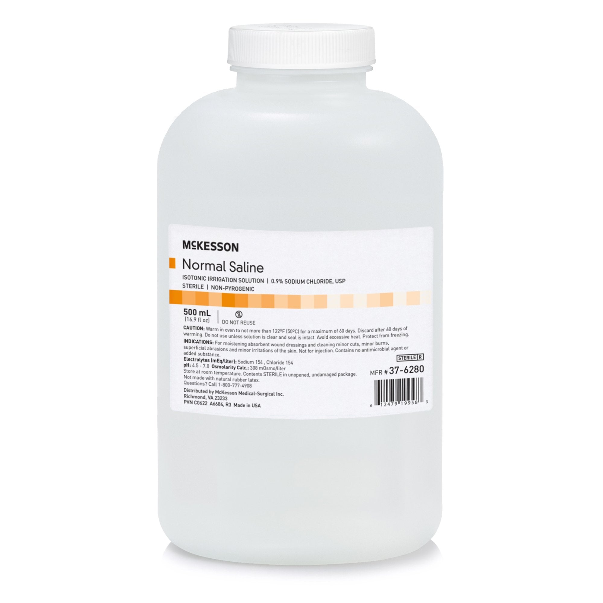 McKesson Brand - Irrigation Solution - OTC McKesson 0.9% Sodium Chloride Not for Injection Bottle, Screw Top 500 mL [18/CS]