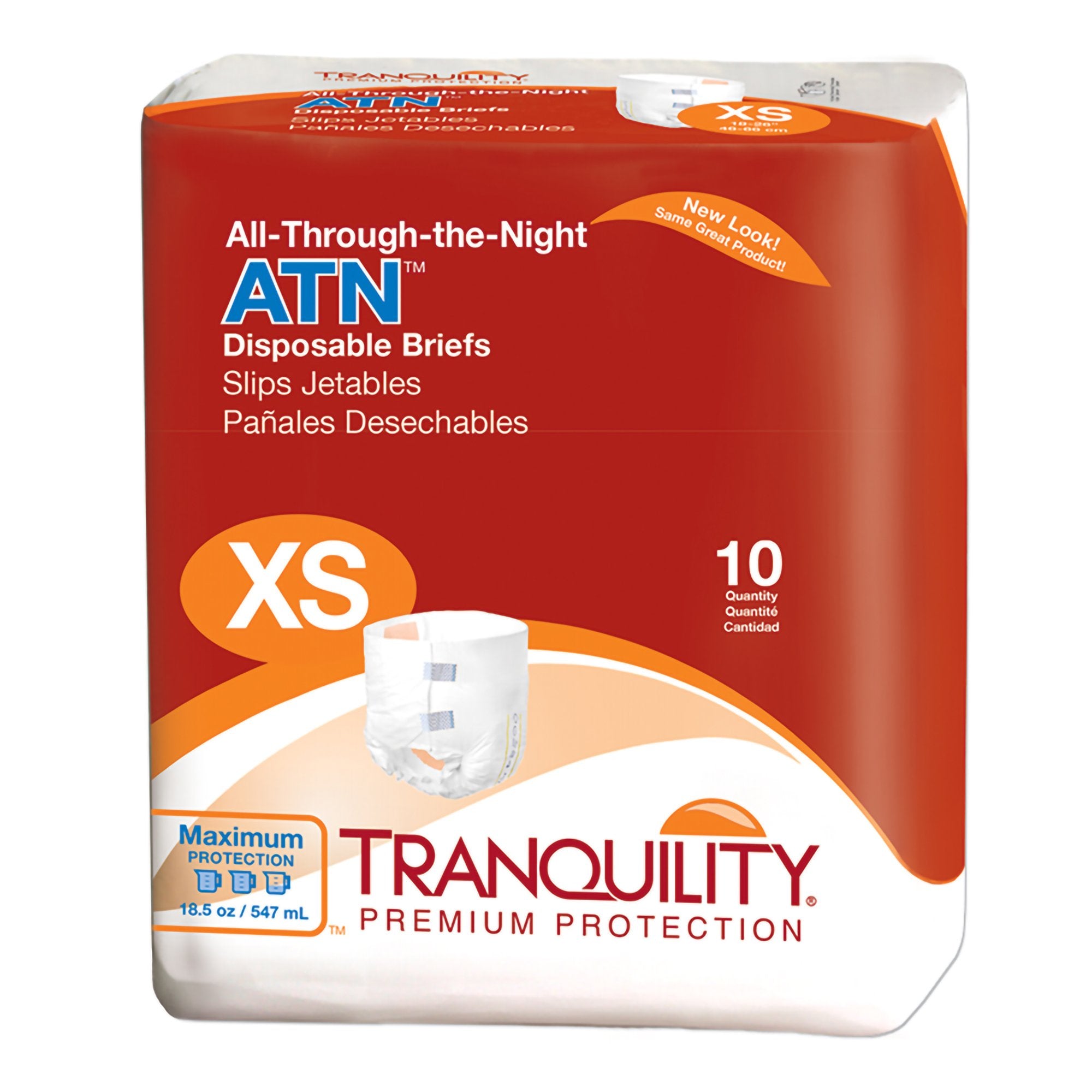 Principle Business Enterprises - Unisex Adult Incontinence Brief Tranquility® ATN X-Small Disposable Heavy Absorbency [100/CS]