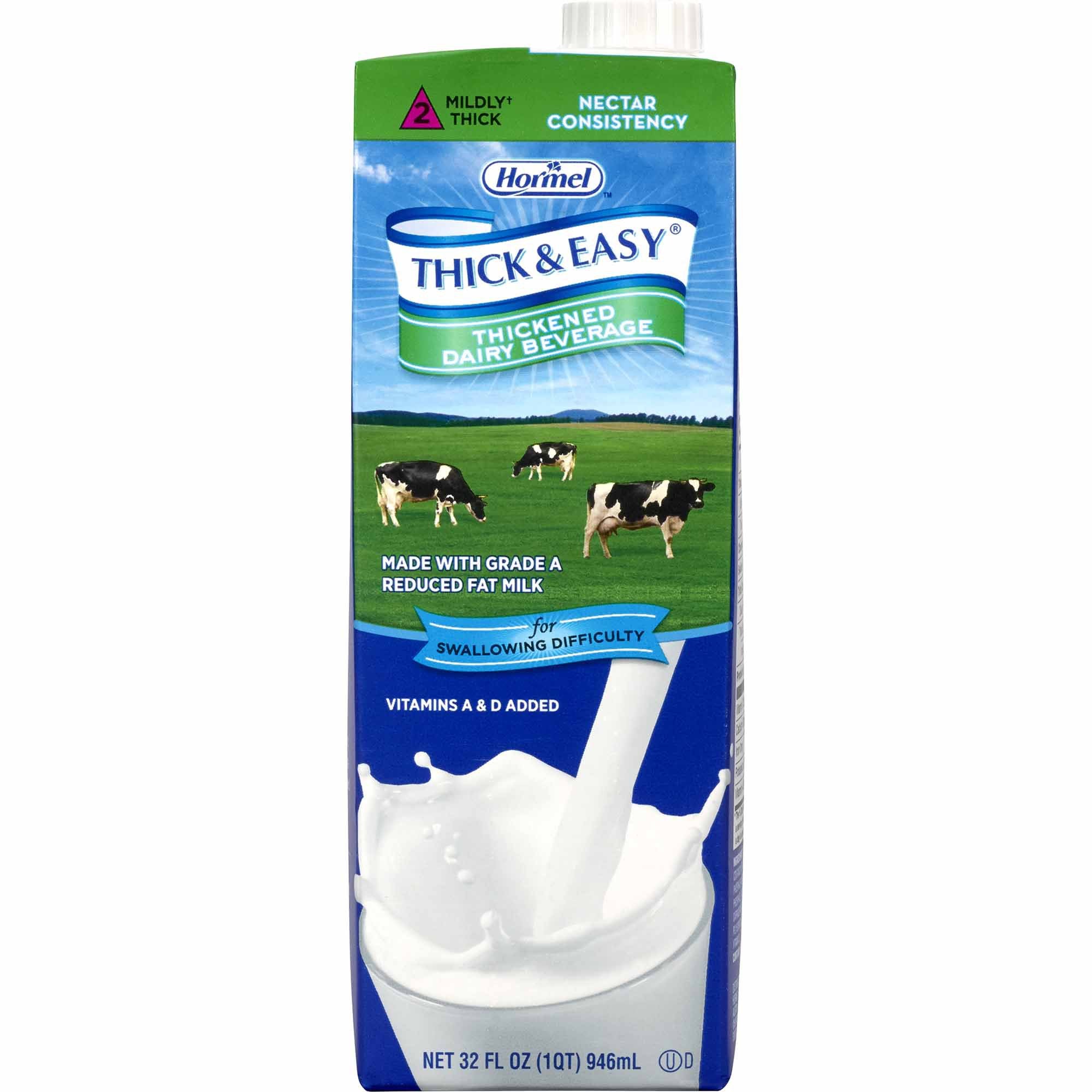 Hormel Food Sales - Thickened Beverage Thick & Easy® Dairy 32 oz. Carton Milk Flavor Liquid IDDSI Level 2 Mildly Thick [8/CS]